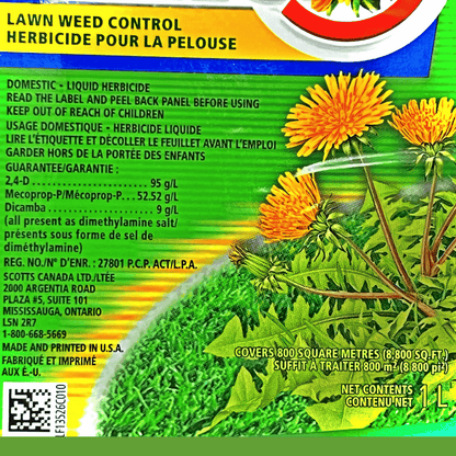Killex Concentrate 1L lawn weed control packaging showing dandelions and product information.