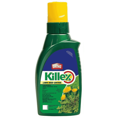 Killex Concentrate 1L bottle for lawn weed control, effective against 50+ weeds without harming grass.