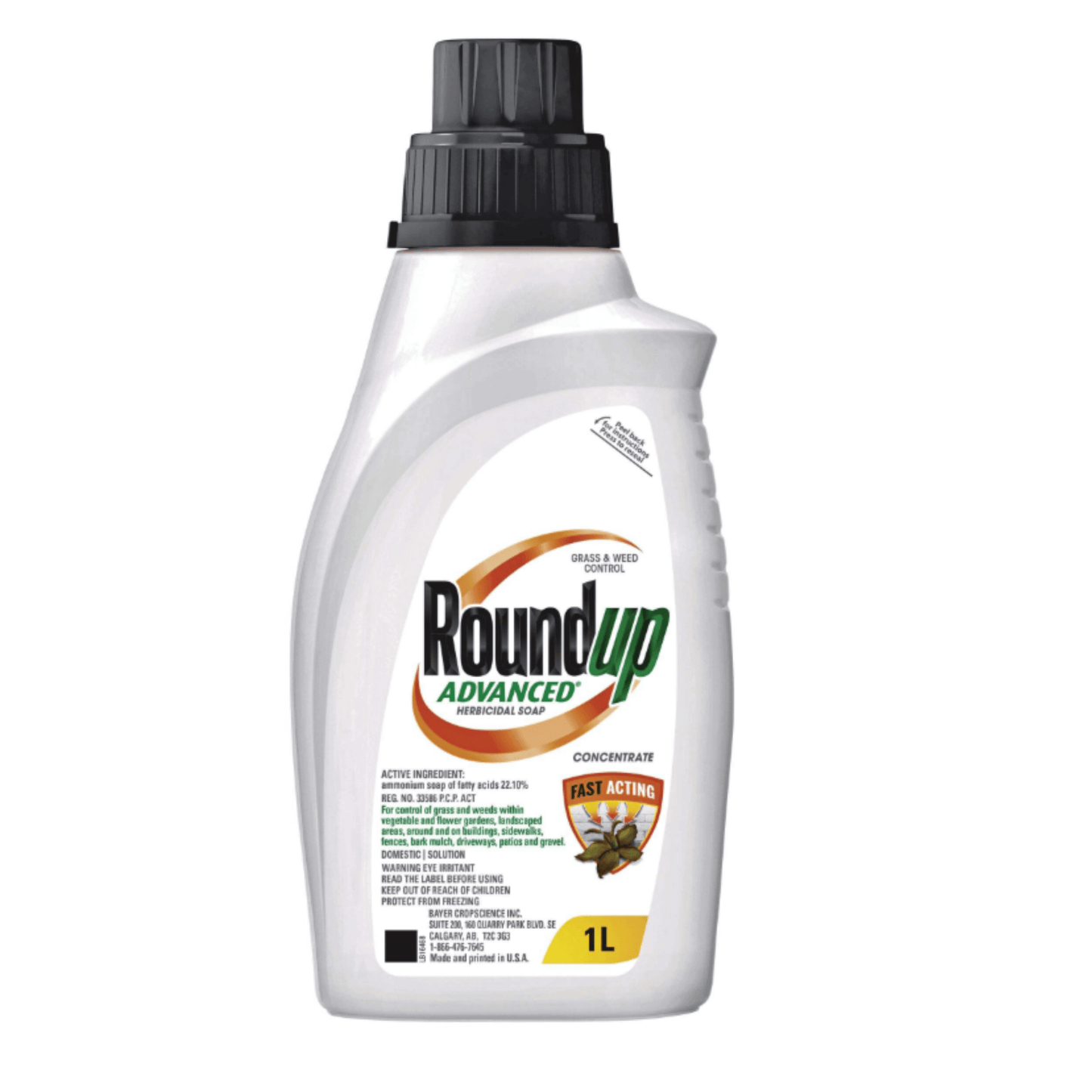 Roundup Concentrate - Advanced Weed Control 1L bottle for fast-acting grass and weed elimination.